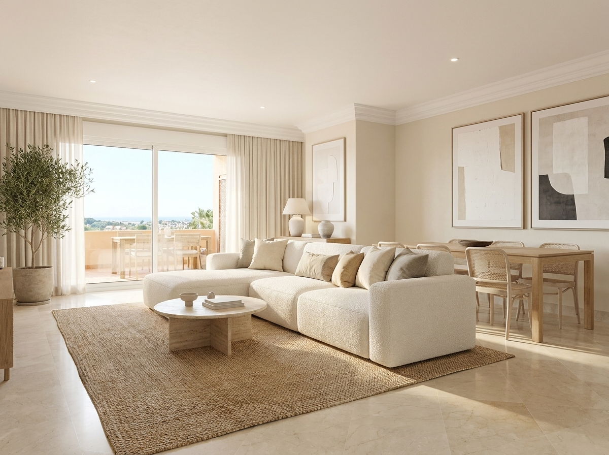 Living room virtually restyled by Restage Marbella